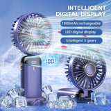 Foldable USB Neck Hanging Fan with LED Display
